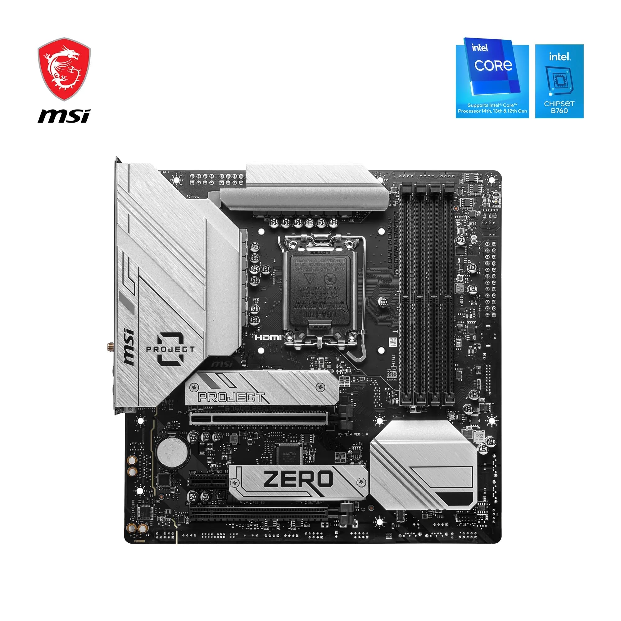 Msi B760M Project Zero Motherboard Rear Connector Layout Showing Clean Front-Facing Design