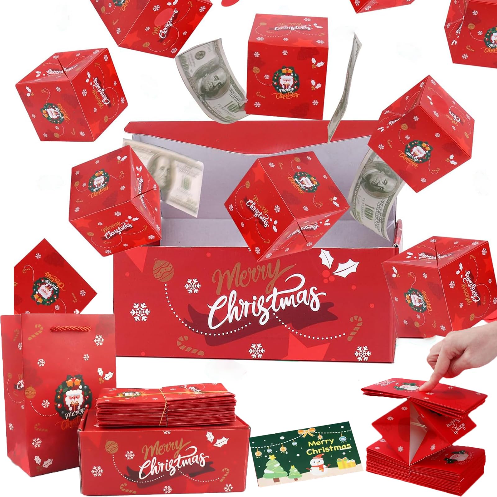 Photo 1 of 12PCS Surprise Gift Box Explosion for Money, Christmas Surprise Box Gift Box with greeting card,Folding Pop-Up Explosion Gift Box for Birthday Anniversary Valentine Proposal