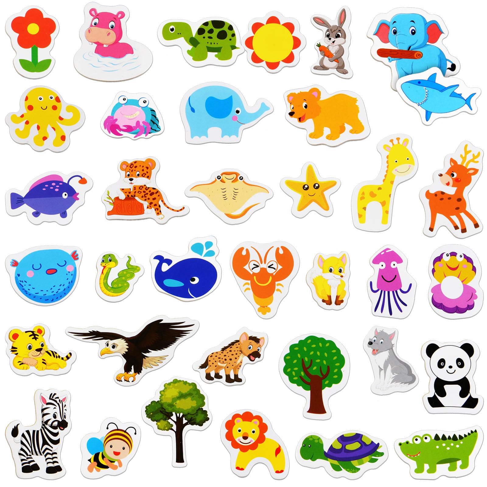 AUAUY 36PCS Wooden Animal Magnets, Cartoon Magnetic Animal Fridge Magnets for Magnetic Whiteboards, Photos, Maps, Office Stickers, Cute Refrigerator Magnets