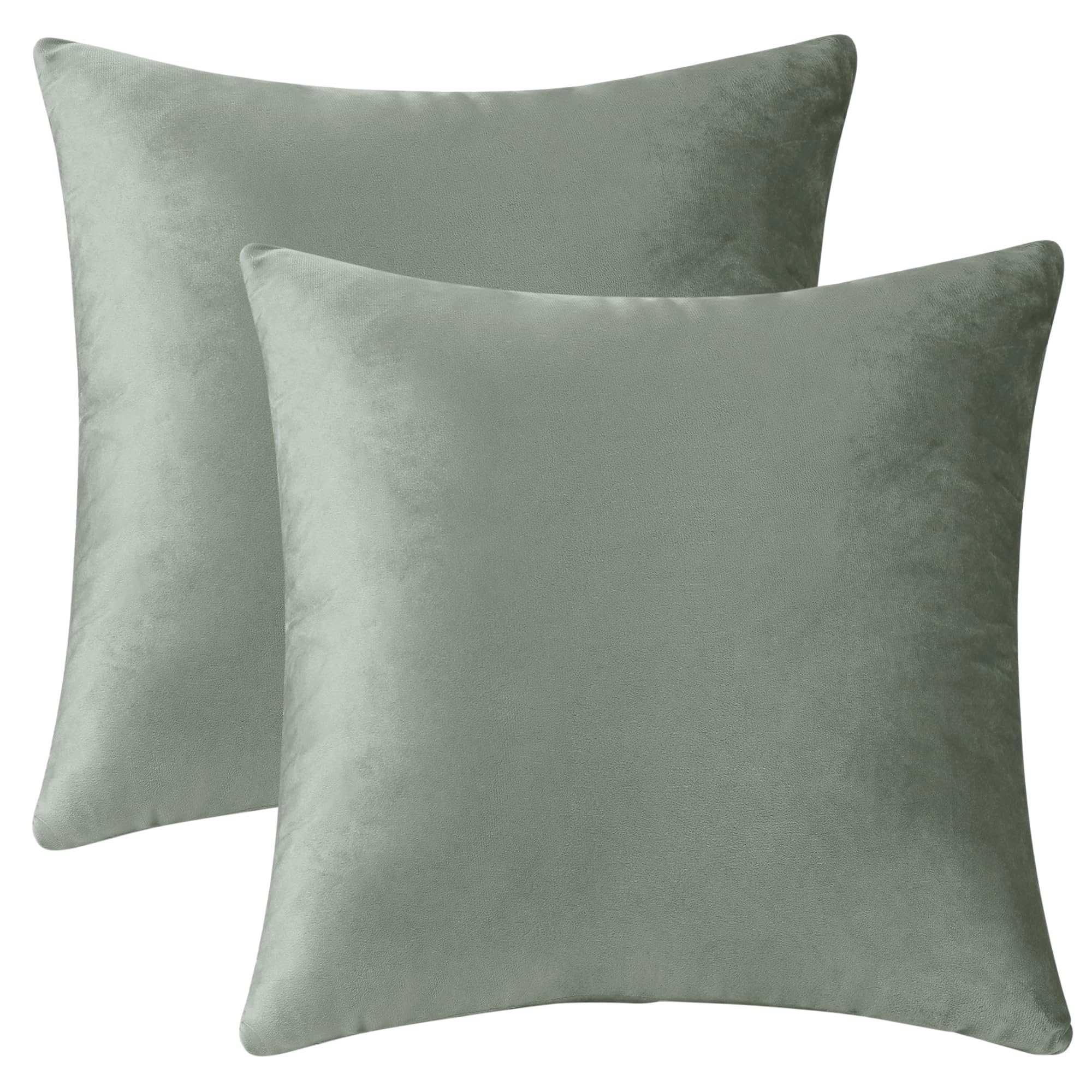 Uxcell Pack of 2 Velvet Decorative Pillow Covers Modern Solid Pillow Covers for Couch Sofa Home Grey 40 x 40 cm
