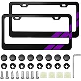 YOSRTER 2PCS Aluminum License Plate Frame for Dodge Accessories, License Plate Cover Frame Matte License Plate Cover Car Front and Rear Decoration(Purple Trim)