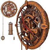 WOODEN.CITY Vintage Wooden Clock Kit, 3D Puzzle for Adults | Mechanical wall clock with pendulum, 378 parts plus 43 spares, expert build, no glue required, made in EU, gift for him