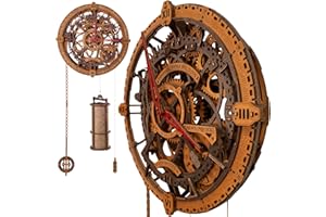 WOODEN.CITY Steampunk 3D Puzzle Clock – DIY Mechanical Wall Clock Kit for Adults – Unique Engineering Gift and Vintage Décor - 3D Wooden Puzzles for Adults