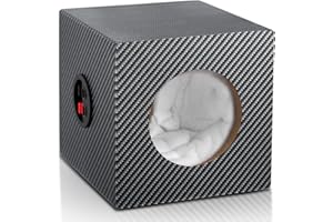 Suacopzar 4 Inch PVC Finish Subwoofer Box, Single Car Speaker Enclosure, Car Ported Speaker Enclosure Car Audio Enclosure, Single Sub Box Enclosure with Sound-Absorbing Cotton & Speaker Spikes Pad Mat