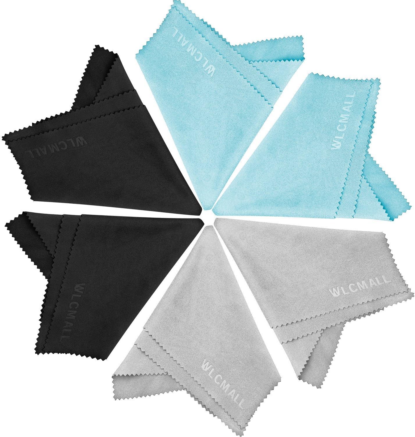 WLCMALL Extra Large Microfiber Cleaning Cloths 8 x 9 Inch -6 Pack (2 Black 2 Grey 2 Blue )