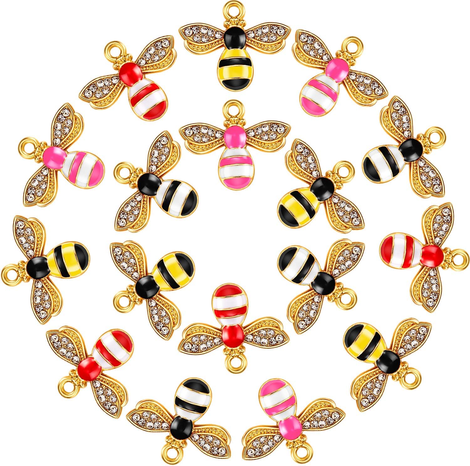 60 Pieces Enamel Bee Charms Colorful Honeybee Pendants Jewelry Making