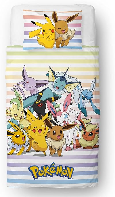 Pokémon Official Duvet Set Single Pikachu Reversible Poly-cotton Bedding