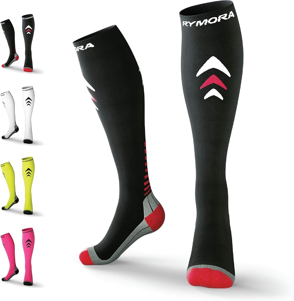 Rymora Compression Socks for Running and Sports Small UK 3-6.5 Black