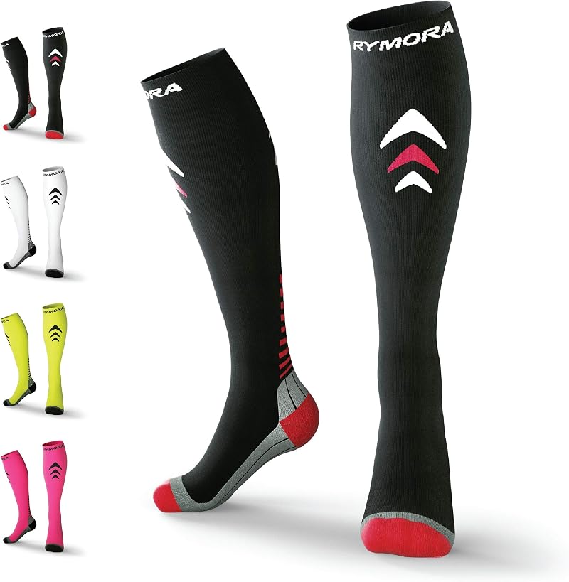 Rymora Compression Socks for Running and Sports Small UK 3-6.5 Black