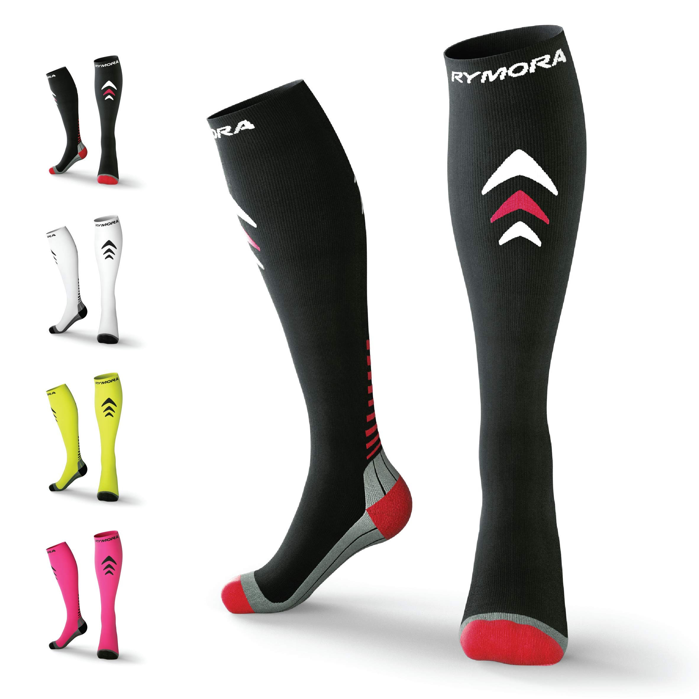 Rymora Compression Socks for Men and Women - for Running, Sports, Work & More (One Pair) (Cushioned) (Black) (Small: UK 3-6.5 / EU 35-39) [S]