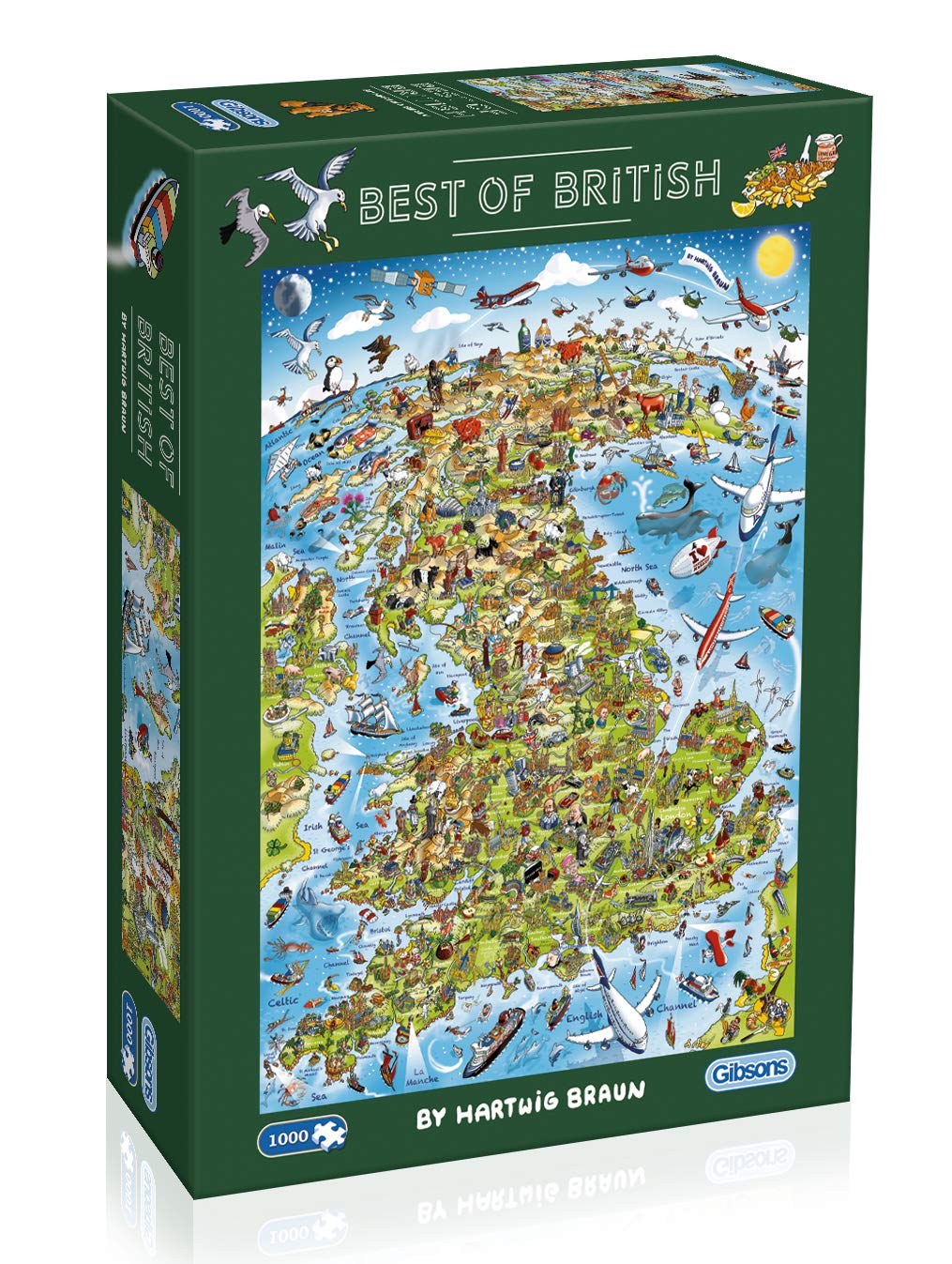 Gibsons Best of British 1000 Piece Jigsaw Puzzle for Adults and Teens Fun Map Puzzle Sustainable Eco-Friendly Made from Thick 100% Recycled Board Premium Quality Gift — image 1
