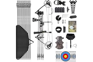 LANNERET Lightweight Compound Bow Package Fully Adjustable for Youth & Kids，22.5"-30" Draw Length,10-50 Lbs Draw Weight,Hunting Bow Archery Set Right Handed，Limbs Made in USA