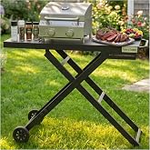 Veralune Wheeled Foldable Portable Collapsible Outdoor BBQ Grill Cart Table | Heavy metal frame, smooth wheels, height adjustable, compact fold, holds grill &amp; cookware, portable for BBQ camping picnic