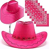 Zhanmai 12 Pcs Cowboy Hat & Bandana Set Western Costume Accessories for Cowboy Party Bulk Favors for Theme Party
