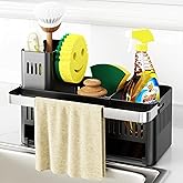 Nieifi Sponge Holder for Kitchen Sink, Sink Caddy with Towel Rack, Dish Sponge Holder, Brush Holder for Kitchen Sink Organizer Storage