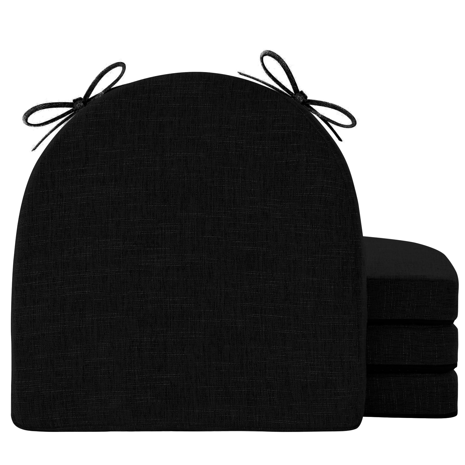 Photo 1 of IPYNBAP Chair Cushions for Dining Chairs with Ties and Removable Cover, Dining Kitchen Chair Pads with Non-Slip Bottom, High Density Foam Indoor Seat Cushions, 16'' x 16'' x 2'', Set of 4, Black
