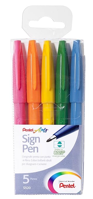 Pentel S520 Sign Pen Filzstifte, 5 unterschiedliche Farben: Amazon.de