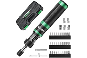 LLAVETOR Torque Screwdriver,8-70 in.lb(1/4" Drive) Inch Pound Torque Wrench with S2 Steel Bits & Case - torque screwdriver for gunsmithing.