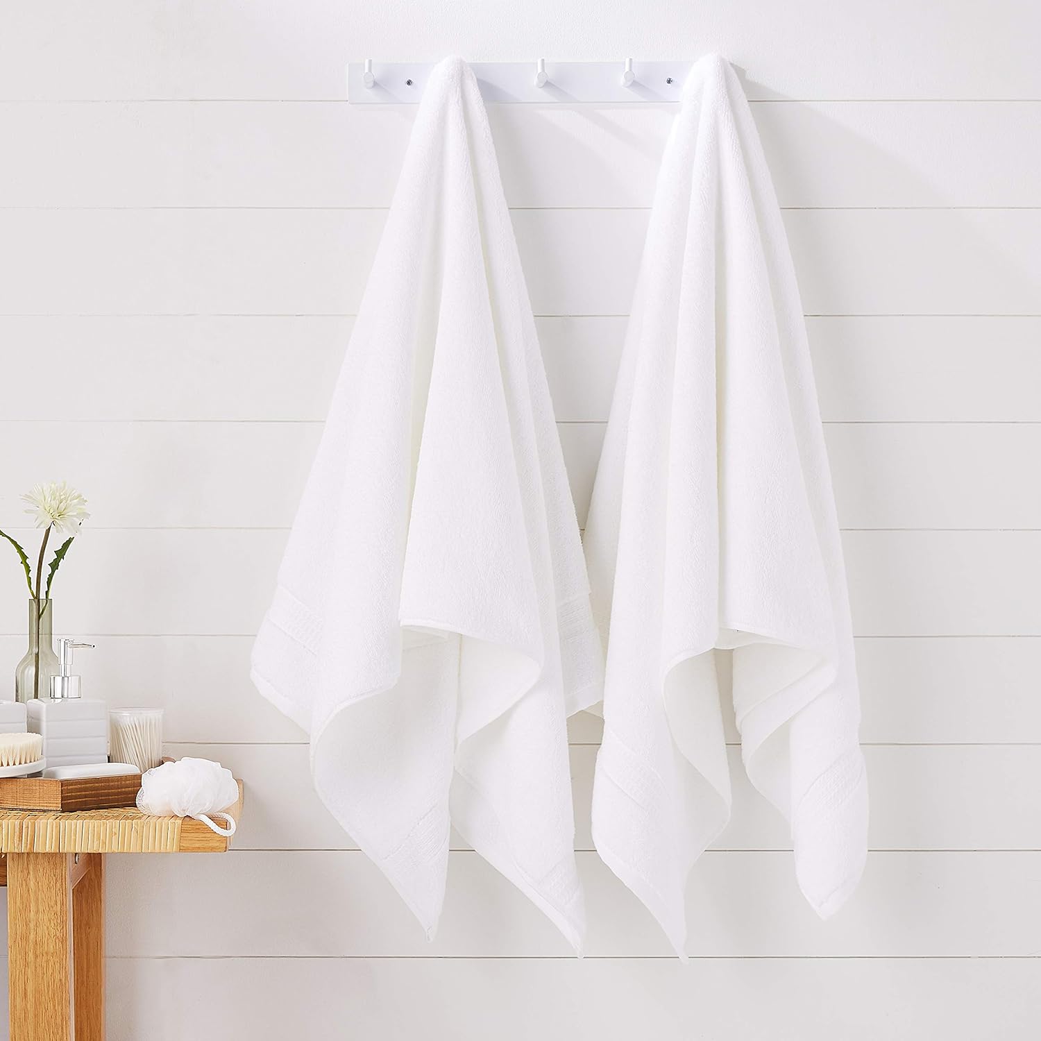 Commercial 100% Premium Cotton Bath Towel Set - Pack of 6, 27 x 54 Inches, 650 GSM, White: Home & Kitchen