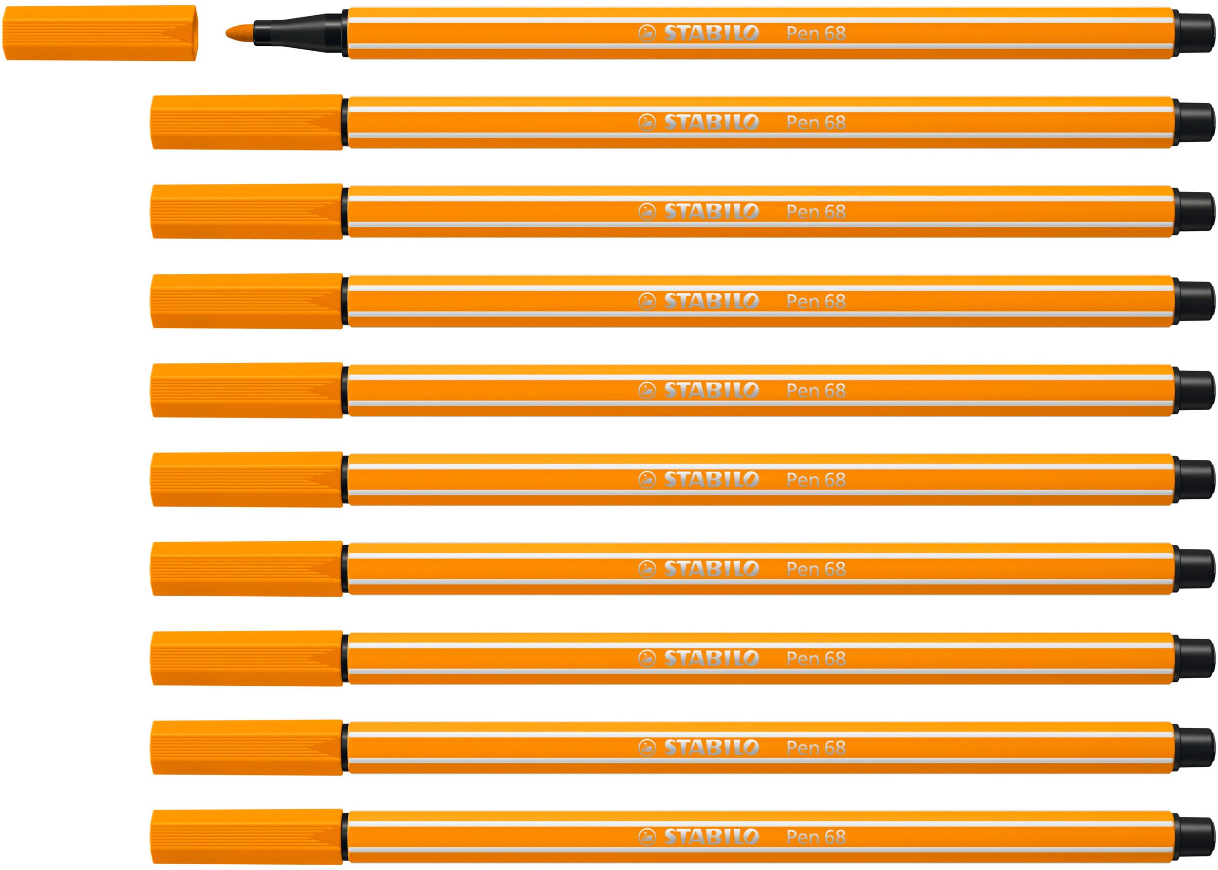 STABILO Pen 68 - Premium Fibre-Tip Pen - Pack of 10 - Orange — image 1