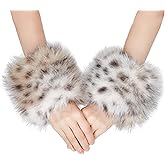 sy soul young Women's Faux Fur Wrist Cuffs Winter Fox Furry Wristbands Fluffy Fur Cuff Bracelet Arm Warmer Accessories