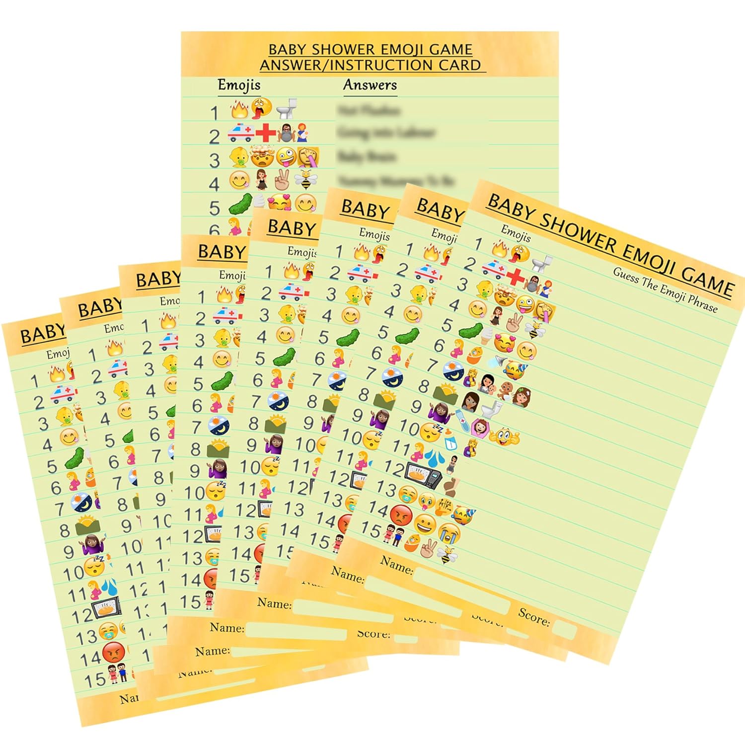 20 x Emoji Quiz cards (A5 Size) and Answer Sheet ideal for unisex