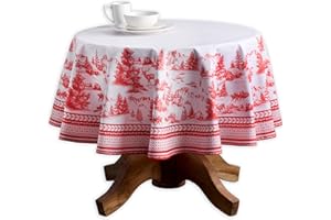 Maison d' Hermine Table Cloth Round Table 100% Cotton 63 Inches Fall Tablecloth Reusable Everyday Use for Thanksgiving Christ