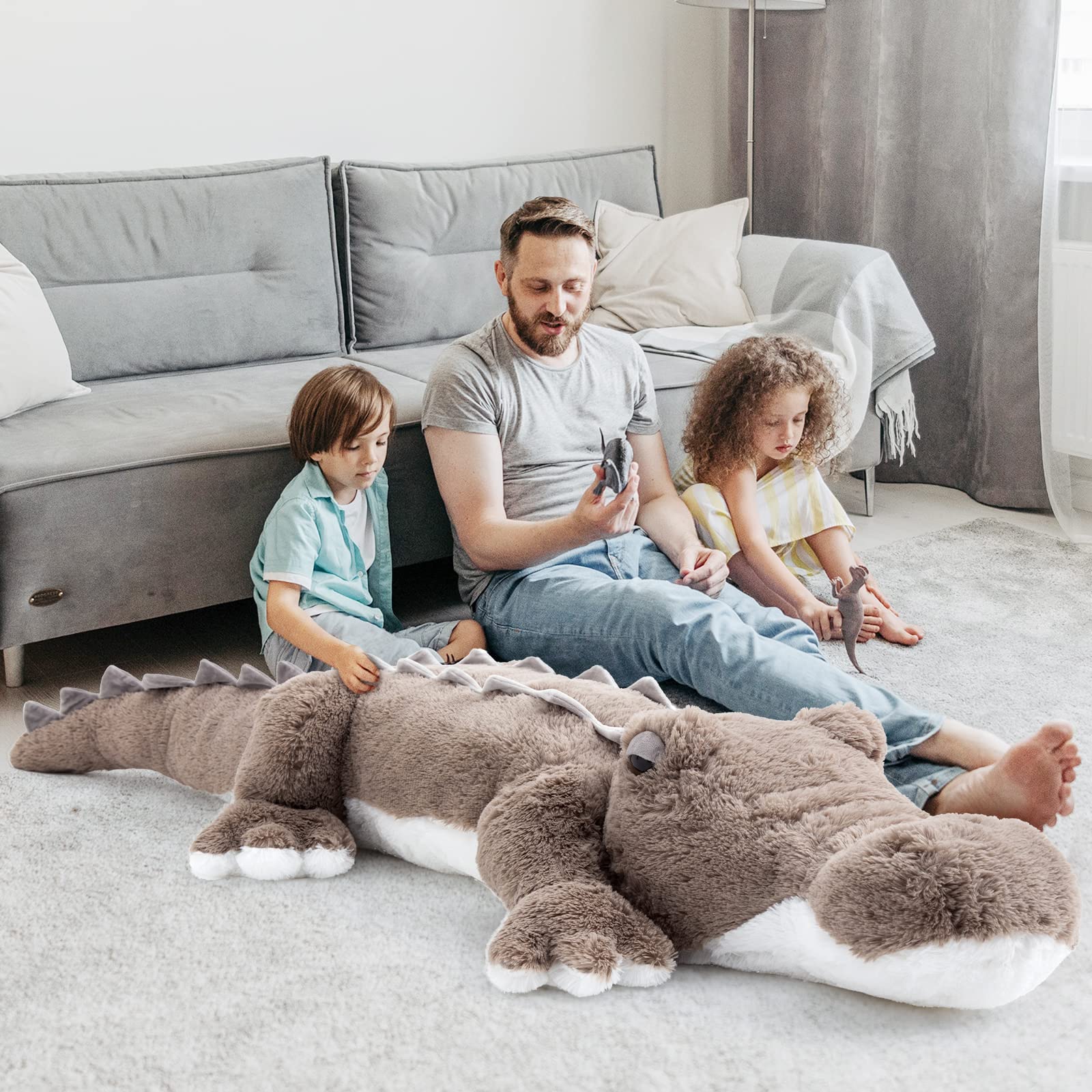 MorisMos 170cm lang riesen Krokodil Kuscheltier XXL, weich groß Aligator Stofftier Plüschtier,Plüsch Crokdil Spielzeug Kissen, crocodileteddy Geschenk Kinder Mädchen Baby 2