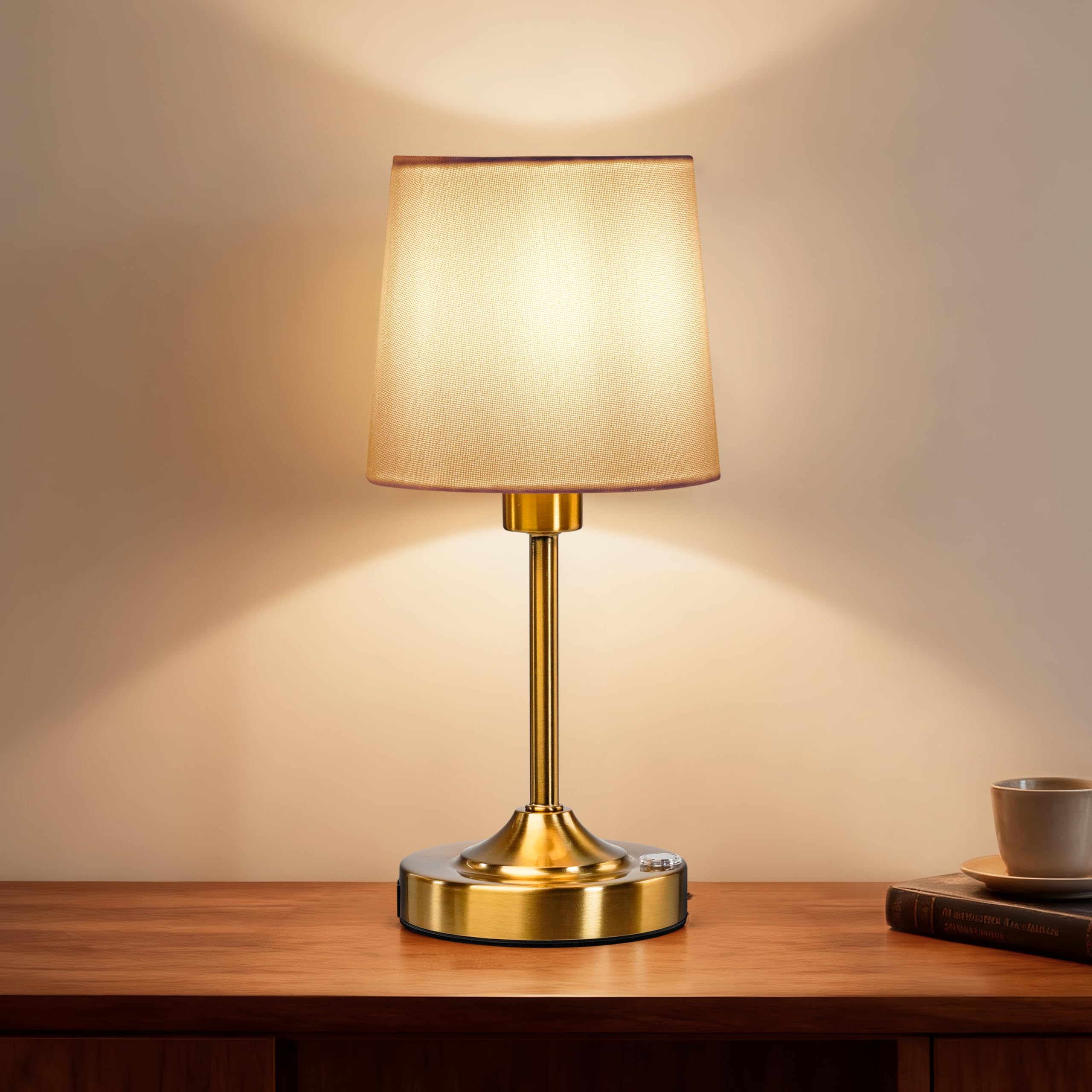 Photo 1 of KEILAIMO Cordless Table Lamp, 5000mAh Rechargeable Table Lamp with 3-Level Dimmable Brightness, Portable Nightstand LED Lamp for Bedroom, Living Room, Bedside, Dining Room (Gold)