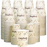 Cuphug 300 Pack 8 oz Disposable Paper Cups, Hot & Cold Beverage Drinking Cups for Coffee, Tea, Juice, Water - Coffee Bean Element Design for Office, Party, Home, and Travel