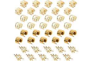 XCZYN Gold Hair Braids Dreadlock Non-Piercing Ear Clip Beard Cuffs Clip Hair Accessories Styling Fashion Jewelry Gift Toos for Women Men Passion Twist Goddess Locs Crochet Hair Rings (40Pcs, Gold)