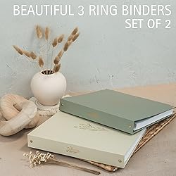 Aesthetic 3 Ring Binder Set of 2 - Sturdy 1 Inch
