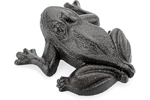 JUXYES Frog Cast Iron Key Hider Outside Spare Door Key Box Outdoor Small Garden Statues Ornament, Frog Indoor Decoration Jewelry Trinkets Box for Key, Ear Studs, Ring, Paper Clip