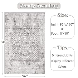 Area Rug 8x10 Vintage Rug: Large Washable Indoor
