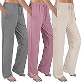 Wenouy 3 Pack Womens Pajama Pants Soft Loose Casual Lounge & Sleep Pants Pajama Bottoms PJ Sleepwear with Pockets