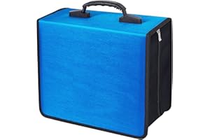 Siveit CD/DVD Binder, CD DVD Case Holder Binder 400 Capacity CD/DVD Wallet Storage Booklet Album Box (White Binder, Blue)