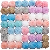 Suncalla 50 Pcs Faux Fur Pom Poms for Hats 3 Inch Fluffy Large Pompoms Balls with Elastic Loop for Beanie Shoes Scarves Gloves Keychains Bags Accessories Clothes Knitting Crochet Items DIY Balls