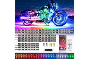 ZONECONA Chaser Dreamcolor Motorcycle LED Underglow Kit with/APP/RF Remote Brake Turn Signal,10PCS Chasing Motorcycles RGB+IC 12v Effect LED Strips Light Waterproof Multicolor for Harley Kawasaki