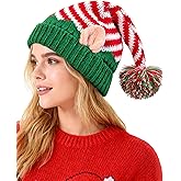 Dnicukii Christmas Knitted Elf Hats with Ears for Adults Elf Beanie for Adults Christmas New Years Holiday Party