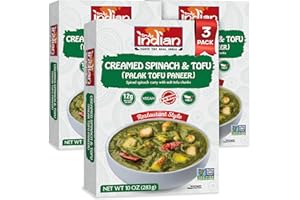 Truly Indian Creamed Spinach & Tofu Curry (Palak Tofu Paneer) 10 Ounce 3-Pack | Authentic Traditional Indian food | Made Fresh in India With Locally Grown Ingredients | Ready to Eat, Vegan