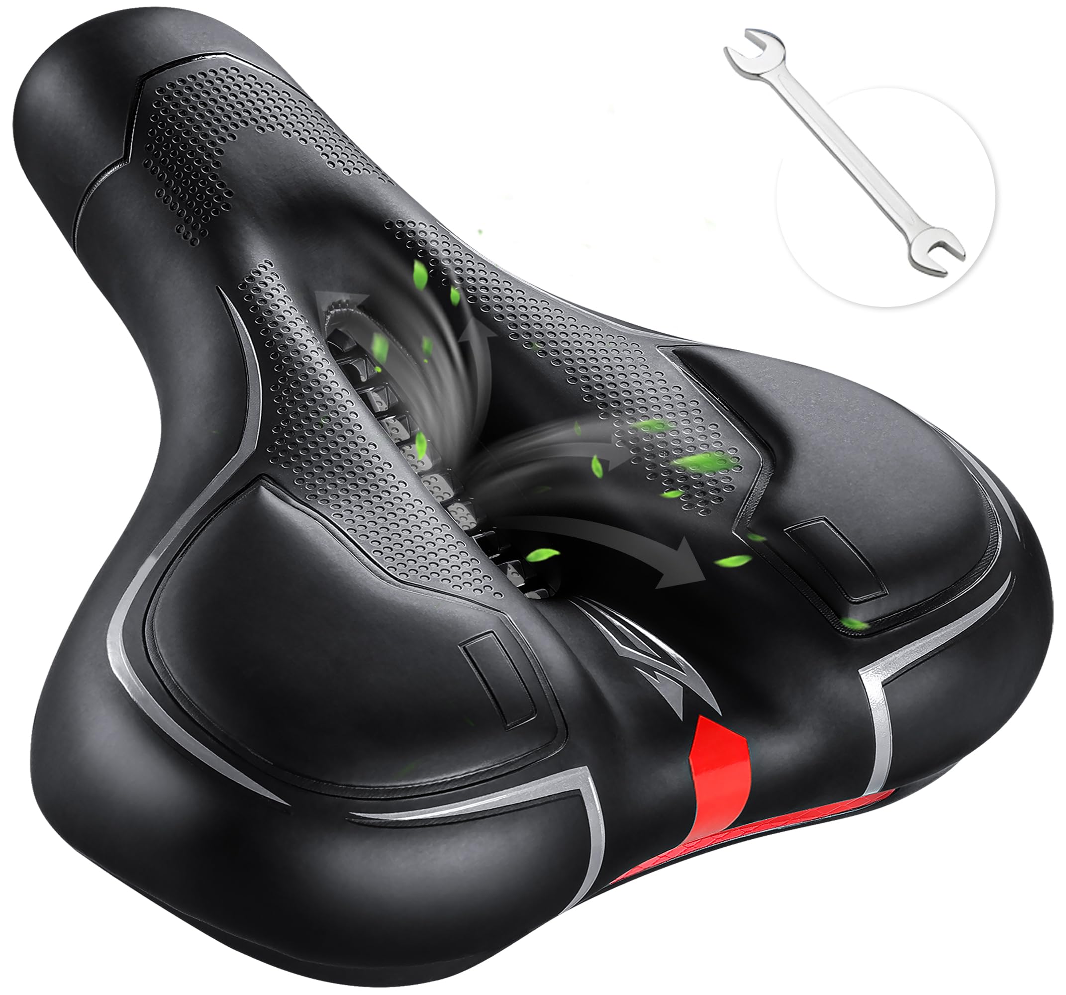 IPOW Comfort Bike Seat for Women or Men, Bicycle Saddle Replacement Padded Soft High Density Memory Foam with Dual Shock Absorbing Rubber Balls Suspension Universal Fit for Indoor/Outdoor Bikes