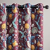 Rust Vintage Floral Curtains 84 Inch Long Luxury Whimsical Euro Flower Lemon Hummingbird Patterned Waverly Mid Century Colorful Blackout Drapes for Living Room Bedroom