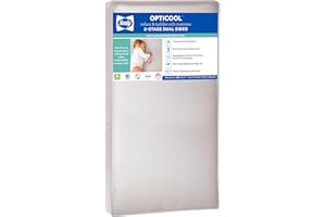 Sealy Baby OptiCool Breathable Crib Mattress, GREENGUARD GOLD Certified, Made in USA, Toddler Bed Fit, 2 Stage Cooling Memory Foam, Non Toxic, Airy Cotton Cover, Safety & Quality Tested, 52x28"