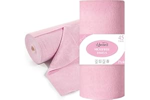 HONOVA Microfiber Cleaning Cloth Roll 45 Pack, 12''×12" Reusable Paper Towels, Tear Away Microfiber Towels, Highly Absorbent, All-Purpose Washable Cleaning Rags for Kitchen, Window, Car, Shop (Pink)