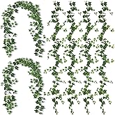 6 Strands Artificial Ivy Vines Garland 426" Silk Ivy Garland with Green Leaves Fake Hanging Plants Greenery Decoration for Christmas Mantel Bedroom Kitchen Room Wedding Arch Wall Garden Party