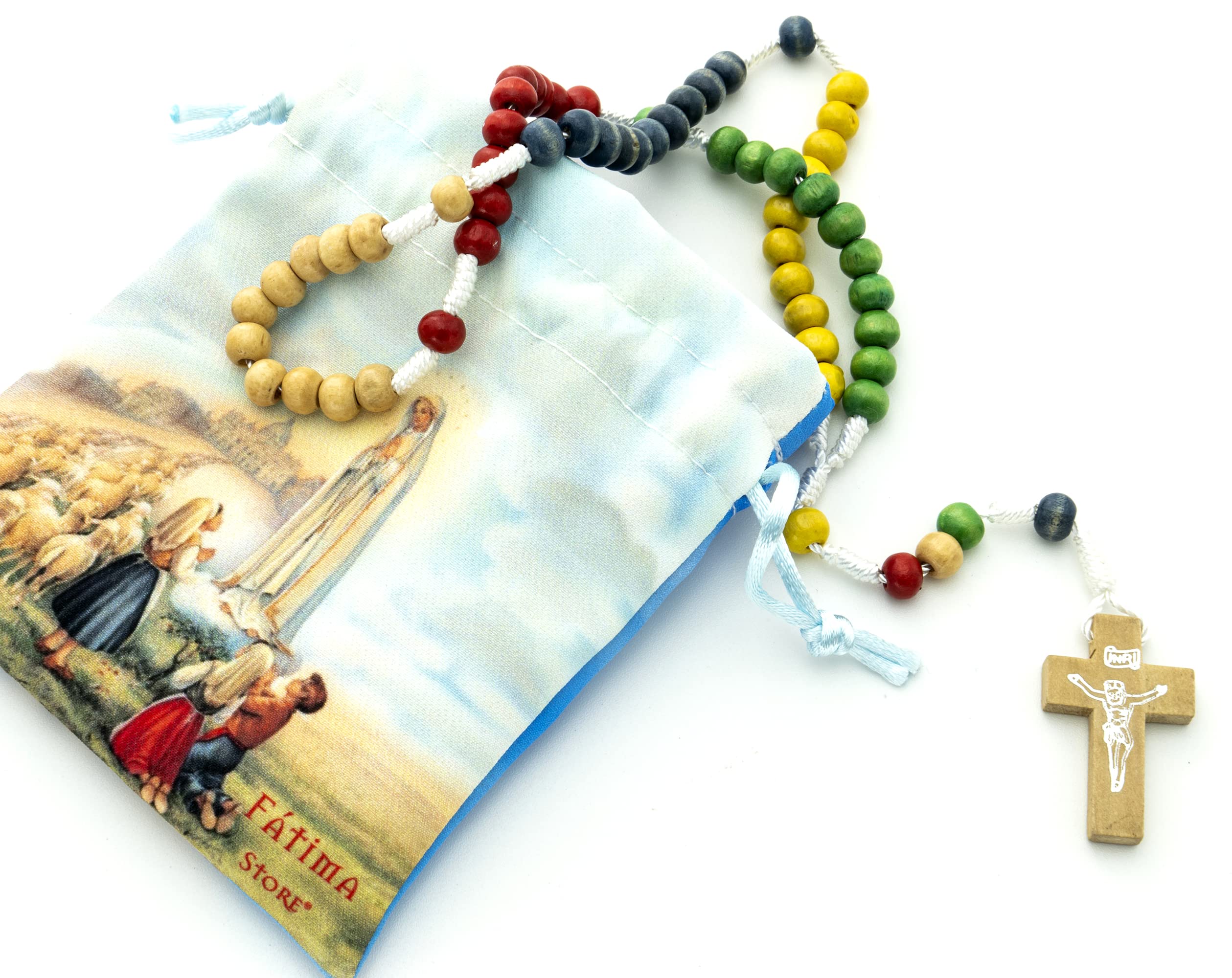 Wooden First Communion Rosary With Printed Bag Religious Rosary Communion Colours