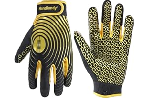 HANDLANDY Football Gloves Men, Sticky Wide Receiver Grip Gloves, Stretch Fit Football Glove Adult