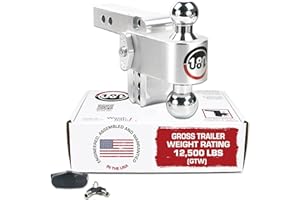 Weigh Safe 180 Hitch CTB4-2 Aluminum Adjustable Trailer Hitch w/ Chrome Plated Steel Tow Balls (2 and 2-5/16 inch), 4" Adjustable Drop Hitch for 2" Receiver, Heavy Duty Ball Mount - 12,500 GTW