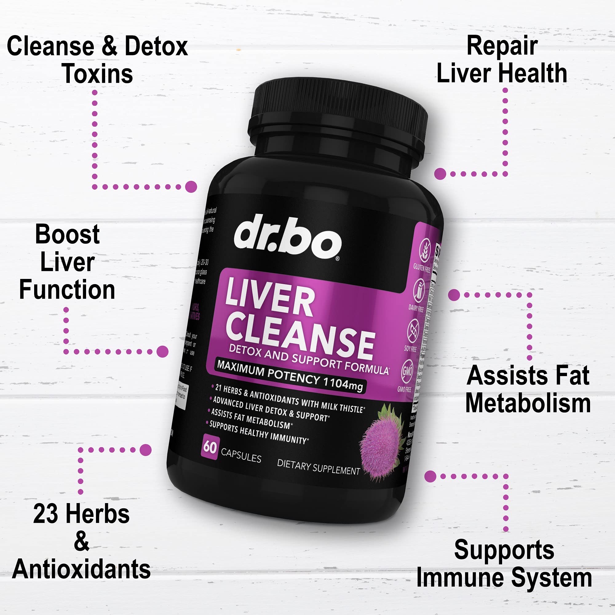 Candi Liver Cleanse Support Supplement - Balance Control Probiotic Complex Cleanser for Women & Men - Oral Herbal Oregano & Caprylic Acid Capsules, Gallbladder Care Capsules & Milk Thistle Dandelion