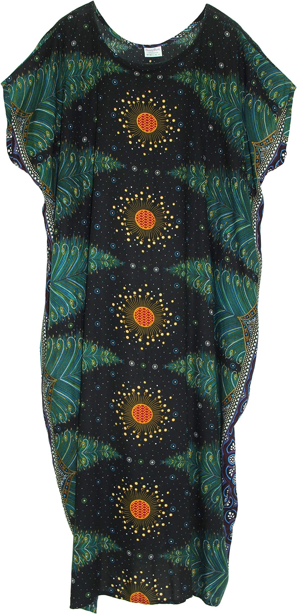 Beautybatik Bohemian Flora Printed Women Plus Size Kaftan Kimono Loungewear Maxi Long Dress
